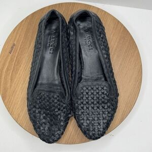 Sesto Meucci Black Woven Leather Flats Size 8.5 Made‎ In Italy **FAIR**READ